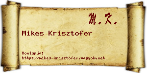 Mikes Krisztofer névjegykártya
